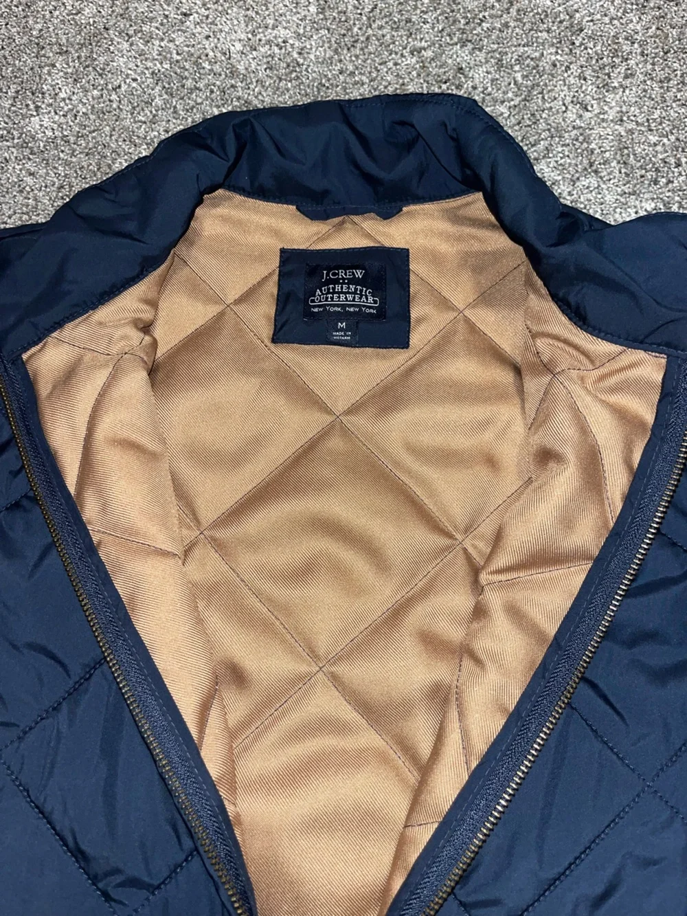 J Crew Vest Mens M Navy Blue Polyester Quilted Authentic Outerwear Classic